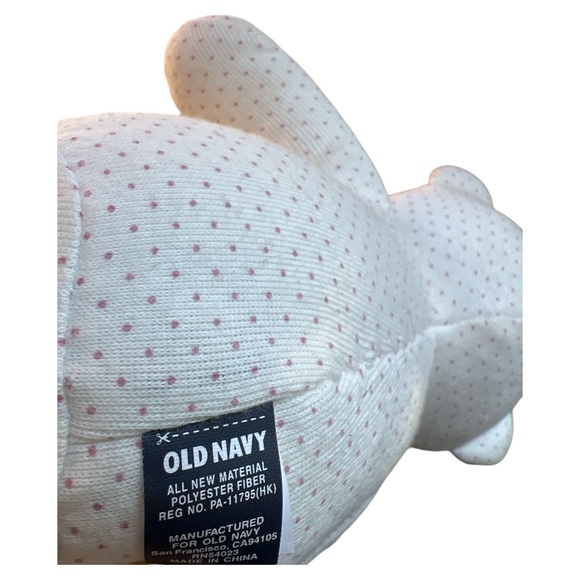 Old Navy Stuffed Plush Cloth Teddy Bear Pink Cream Ivory Polka Dot Rattle 9" - Picture 6 of 7
